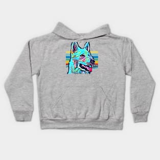 White Shepherd (turquoise artsy) Kids Hoodie